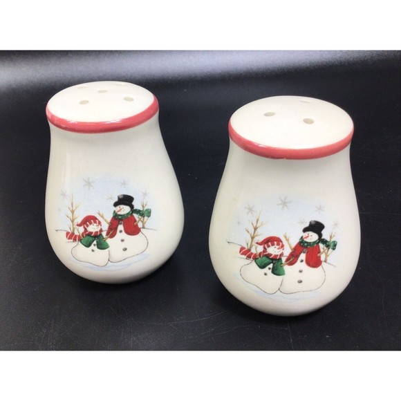 Royal Seasons Snowmen Christmas Salt & Pepper Shaker Set Holiday Stoneware  01V7 - Picture 5 of 8